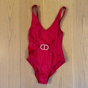 HERMES PINK ONE PEICE BELT SWIMSUIT SIZE 36 small